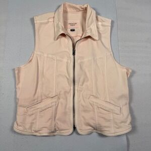 American Eagle Peach Pink Denim Vest XL Full Zip Sleeveless Jacket Stretch